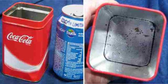 BOTE CUADRADO HOJALATA COCACOLA